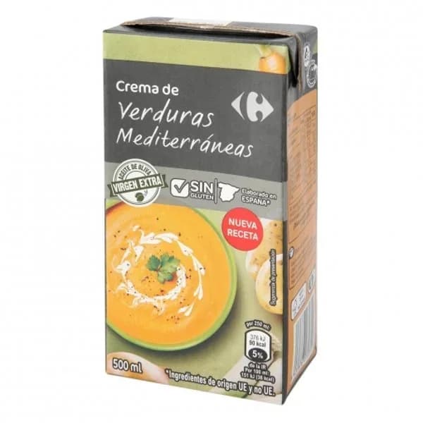 Crema de verduras mediterráneas Classic Carrefour sin gluten 500 ml. - 0.5 l - Imagen del producto en Findit