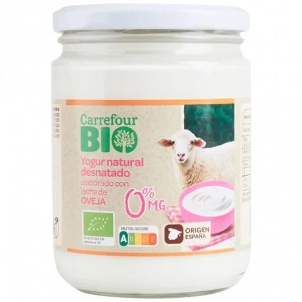 Yogur natural desnatado con leche de oveja pasteurizada ecológica Carrefour Bio 420 g. - 0.42 kg - Imagen del producto en Findit