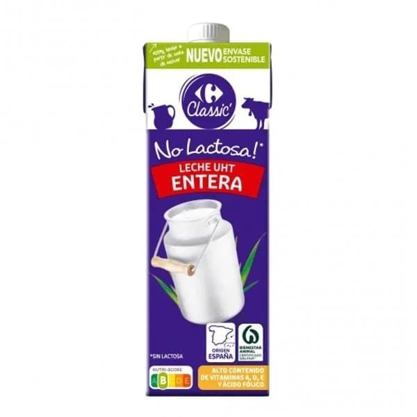 Leche entera Carrefour sin lactosa brik 1 l. - 1 l - Imagen del producto en Findit