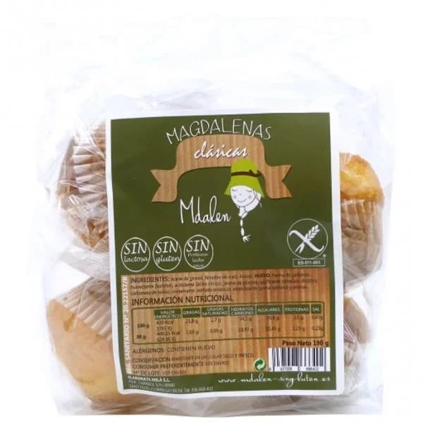 Magdalenas artesanas clásicas Mdalen sin gluten sin lactosa 190 g. - 0.19 kg - Imagen del producto en Findit