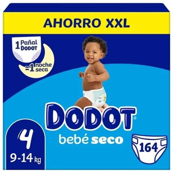 Pañales Dodot bebé-Seco XXL T4 (9-14 kg.) 164 ud. - 162 ud - Imagen del producto en Findit