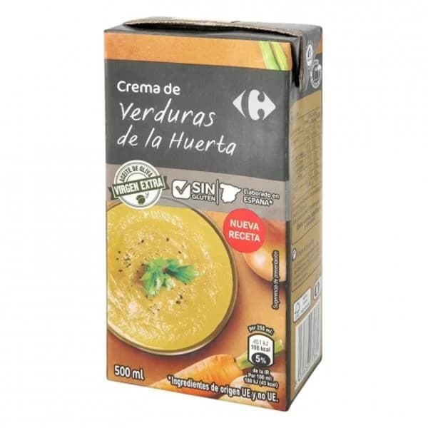 Crema de verduras de la huerta Classic Carrefour sin gluten 500 ml. - 0.5 l - Imagen del producto en Findit