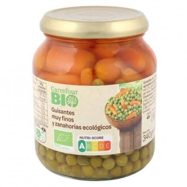 Guisantes con zanahorias ecológicos Carrefour Bio 215 g. - 0.22 kg - Imagen del producto en Findit