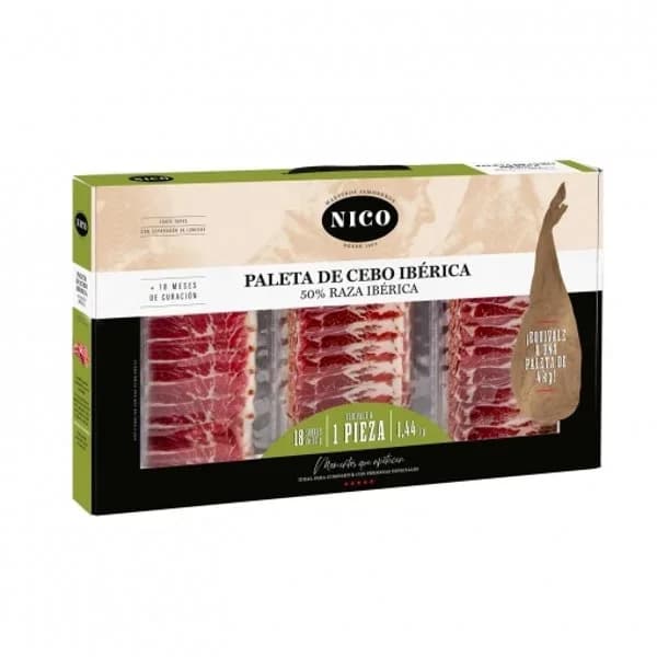 Maletín paleta de cebo ibérica 50% raza ibérica Jamones Nico 18 sobres de 80 g, 1,44 kg - 1.44 kg - Imagen del producto en Findit