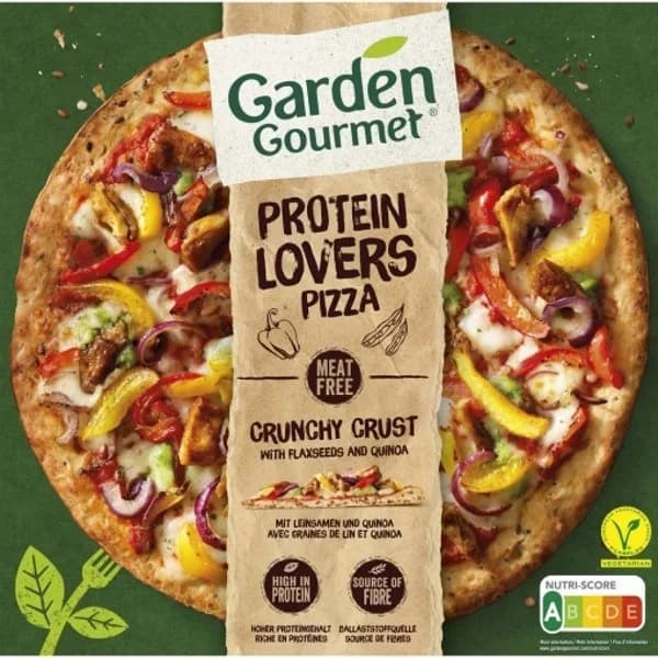 Pizza con hortalizas, tiras a base de proteina de soja y mozzarella Protein Lovers Garden Gourmet 435 g. - 0.43 kg - Imagen del producto en Findit