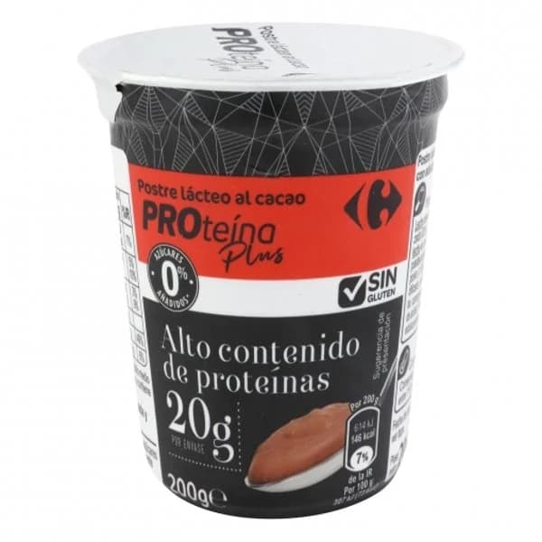 Postre lácteo al cacao Proteína Plus Sensation Carrefour sin gluten y sin azúcar añadido 200 g. - 0.2 kg - Imagen del producto en Findit