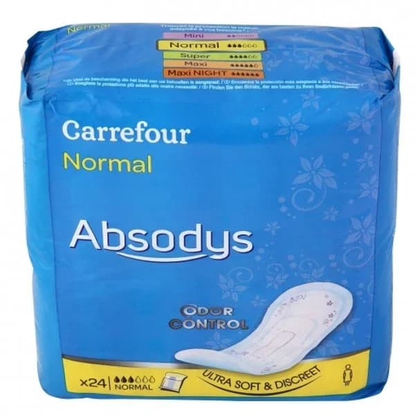 Compresas para incontinencia de orina normal Absodys Discret Carrefour Soft 24 ud. - 23.93 ud - Imagen del producto en Findit