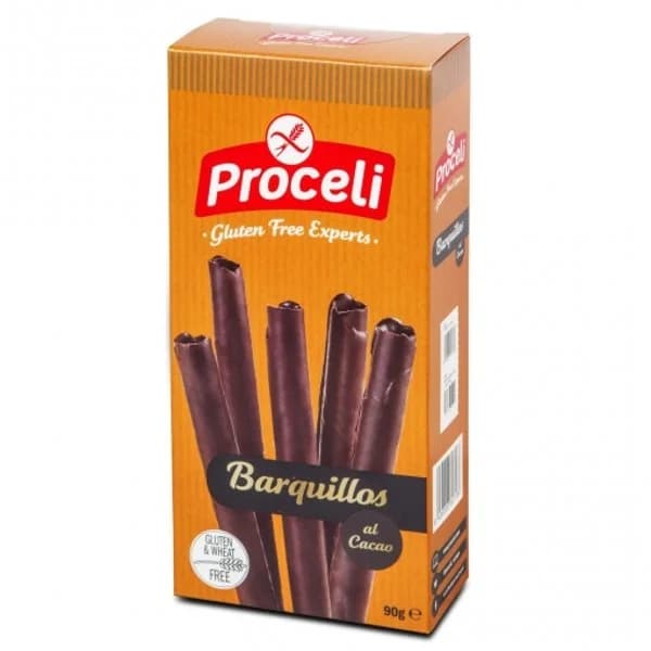 Barquillos al cacao sin gluten PROCELI, caja 80 g - 0.08 kg - Imagen del producto en Findit