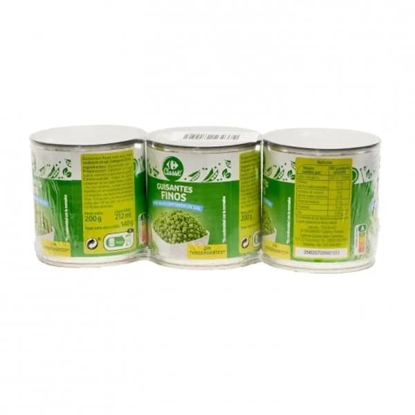 Guisantes medianos Classic Carrefour pack de 3 unidades de 120 g. - 0.42 kg - Imagen del producto en Findit