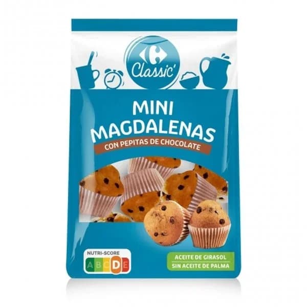 Mini magdalena pepitas chocolate Carrefour Classic' 270 g. - 0.27 kg - Imagen del producto en Findit