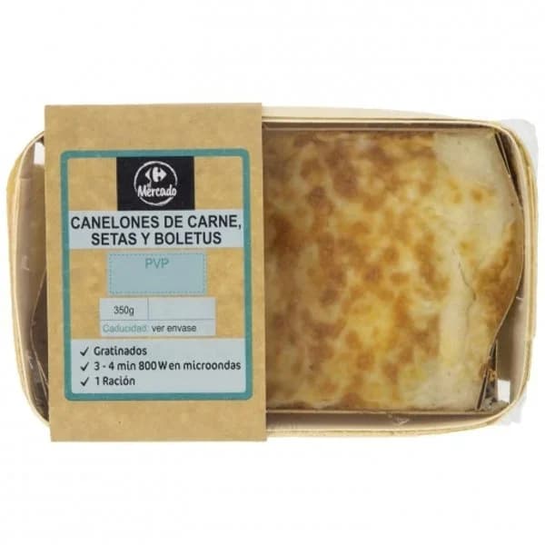 Canelones de carne, setas y boletus Carrefour el Mercado 350 g - 0.35 kg - Imagen del producto en Findit