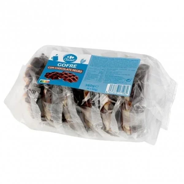 Gofre de chocolate negro Carrefour Classic pack de 6 unidades de 60 g. - 0.36 kg - Imagen del producto en Findit
