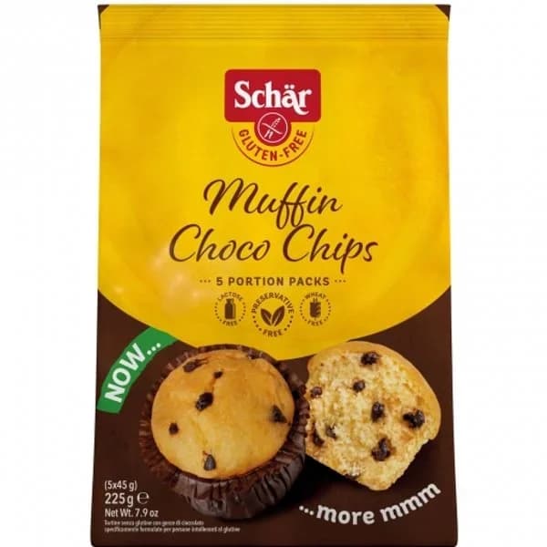 Muffin choco chips Schär sin gluten sin lactosa 225 g. - 0.23 kg - Imagen del producto en Findit