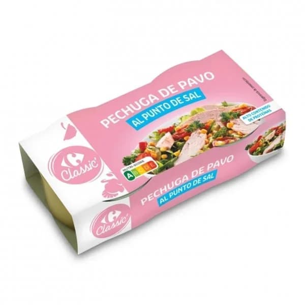 Pechuga de pavo al punto de sal Classic Carrefour pack de 2 unidades de 52 g. - 0.08 kg - Imagen del producto en Findit
