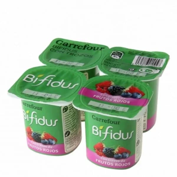 Bífidus con trozos de frutos rojos Carrefour pack de 4 unidades de 125 g. - 0.5 kg - Imagen del producto en Findit