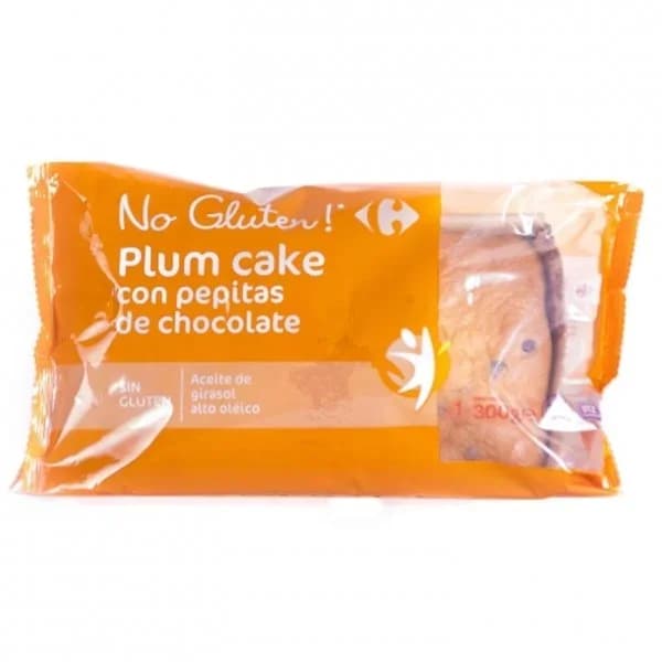 Plum cake con pepitas de chocolate Carrefour No Gluten sin gluten 300 g. - 0.3 kg - Imagen del producto en Findit