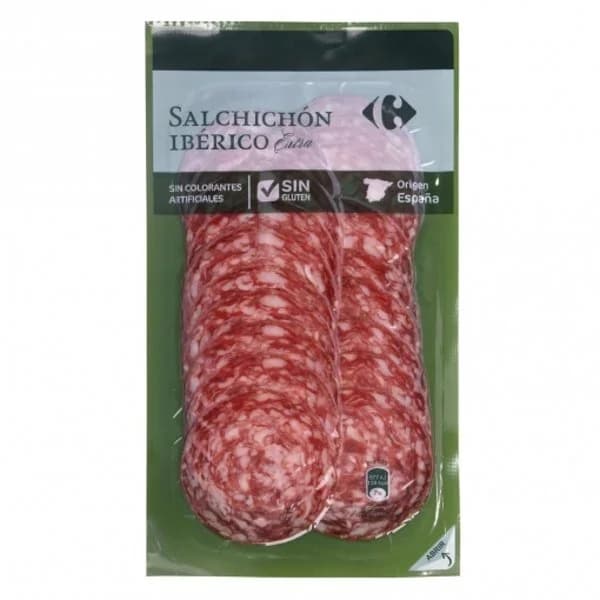 Salchichón Ibérico Extra en lonchas Carrefour sin gluten 100 g - 0.08 kg - Imagen del producto en Findit