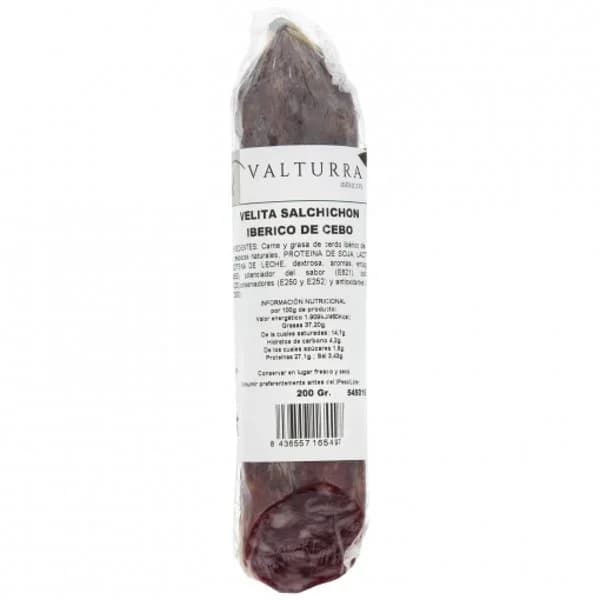 Velita de salchichón ibérico de cebo 50% raza ibérica Valturra Ibéricos 200 g - 1 ud - Imagen del producto en Findit