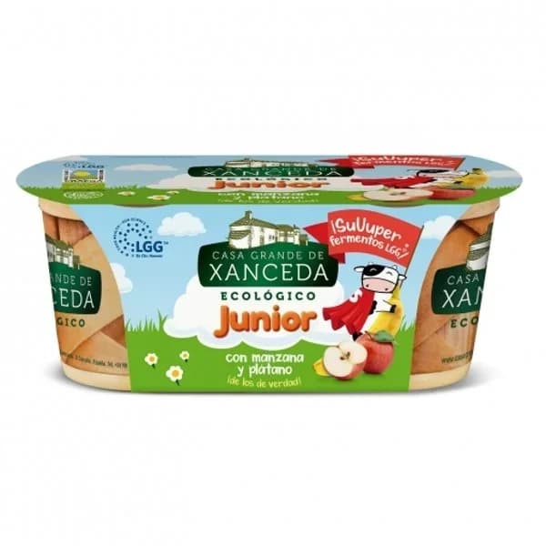 Yogur con manzana y plátano ecológico Junior Casa Grande de Xanceda sin gluten pack de 2 unidades de 125 g. - 0.25 kg - Imagen del producto en Findit