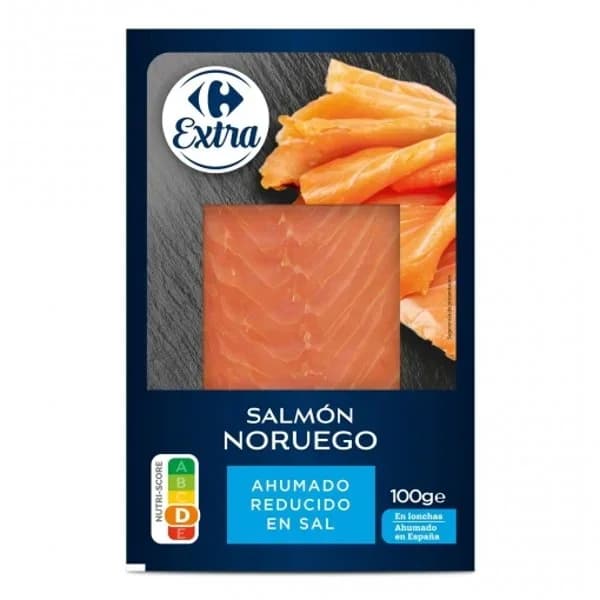Salmón noruego ahumado reducido en sal Carrefour Extra 100 g. - 0.1 kg - Imagen del producto en Findit