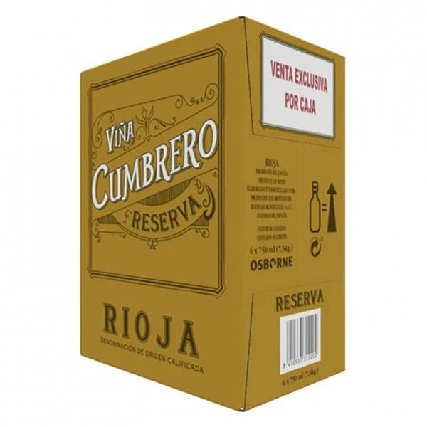 Vino tinto reserva tempranillo Viña Cumbrero D.O.Ca Rioja pack de 6 botellas de 75 cl. - 1 ud - Imagen del producto en Findit