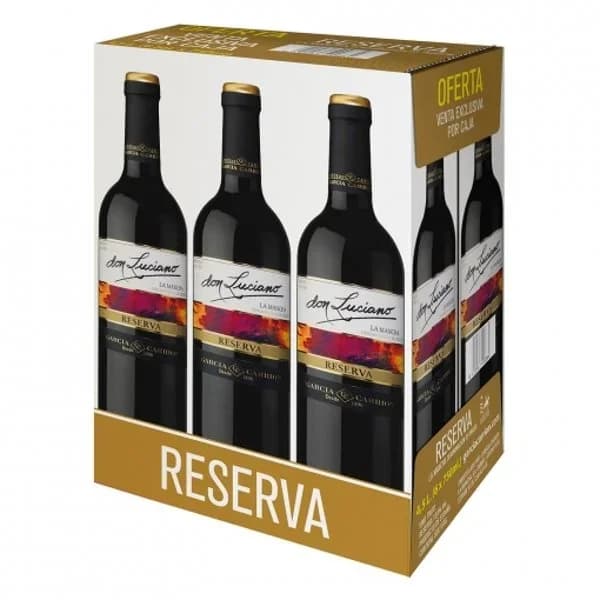 Vino tinto reserva Don Luciano D.O La Mancha pack de 6 botellas de 75 cl. - 1 ud - Imagen del producto en Findit