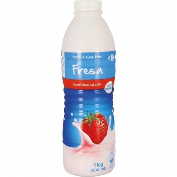 Yogur semidesnatado líquido de fresa Carrefour 1 kg. - 1 kg - Imagen del producto en Findit