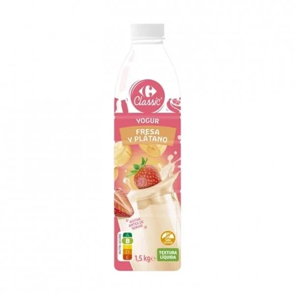 Yogur líquido de fresa-plátano Carrefour Classic' sin gluten 1,5 l. - 1.5 l - Imagen del producto en Findit