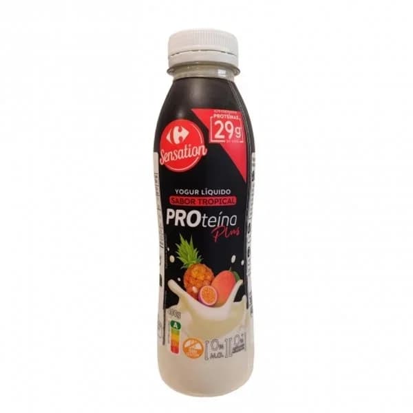 Yogur de proteínas líquido desnatado sabor tropical Carrefour Sensation sin gluten y sin azúcar añadido 400 g. - 0.4 kg - Imagen del producto en Findit