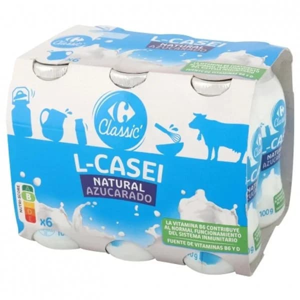 L.Casei líquido azucarado natural Carrefour Classic' pack de 6 unidades de 100 g. - 0.6 kg - Imagen del producto en Findit