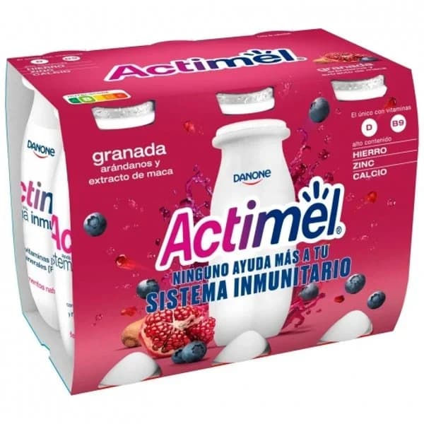L.Casei líquido sabor granada, arándanos y extracto de maca Danone Actimel sin gluten pack de 6 unidades de 100 g. - 0.56 l - Imagen del producto en Findit
