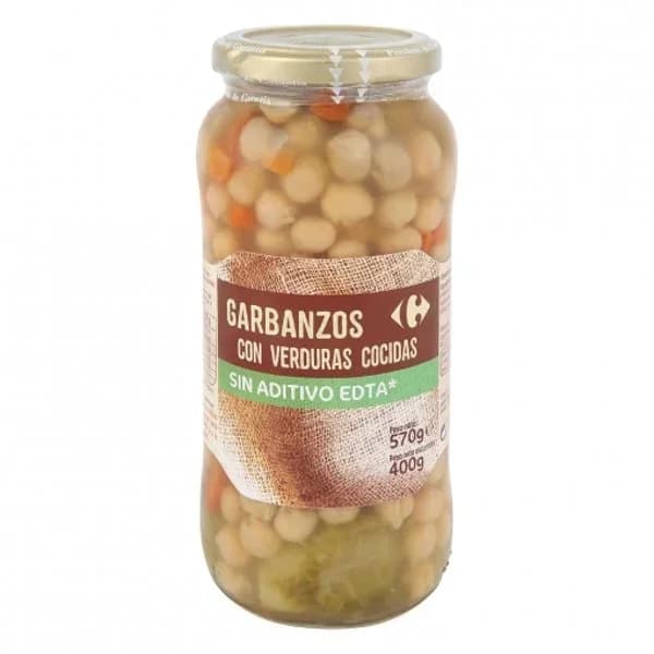 Garbanzos con verduras cocidas Classic Carrefour 400 g. - 0.4 kg - Imagen del producto en Findit