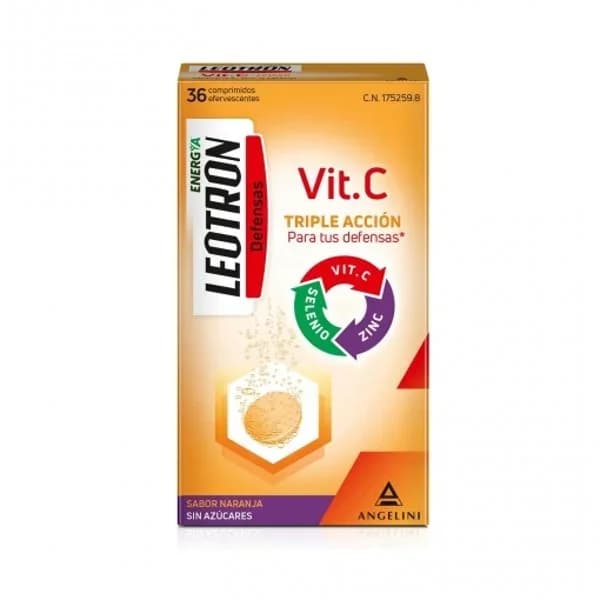 Vitamina C triple acción defensas naranja en comprimidos Leotron sin gluten sin lactosa 36 ud. - 1 ud - Imagen del producto en Findit