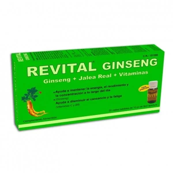 Ginseng complemento alimenticio Jalea Real + Vitaminas Revital 20 ampollas. - 0.2 l - Imagen del producto en Findit