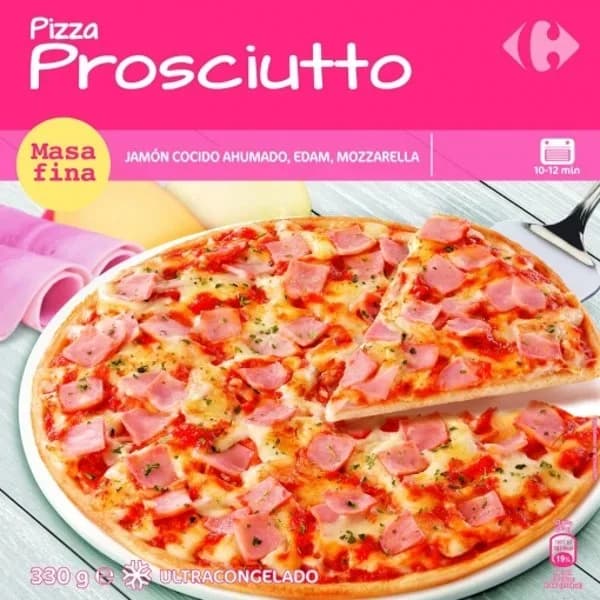 Pizza prosciutto Carrefour 330 g. - 0.33 kg - Imagen del producto en Findit
