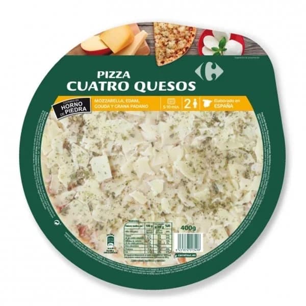 Pizza 4 quesos Carrefour Classic 400 g. - 0.4 kg - Imagen del producto en Findit