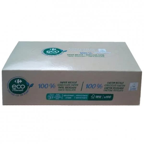Pañuelos 3 capas resistente ecológico Carrefour Ecoplanet 100 ud. - 119.5 ud - Imagen del producto en Findit