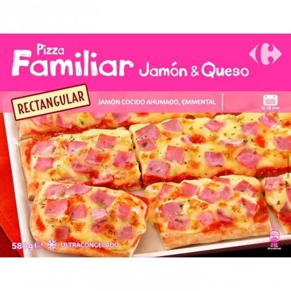 Pizza de jamón y queso Carrefour 580 g. - 0.58 kg - Imagen del producto en Findit