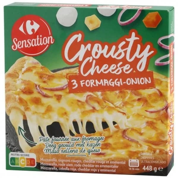 Pizza Crousty cheese Sensation Carrefour 448 g. - 0.45 kg - Imagen del producto en Findit