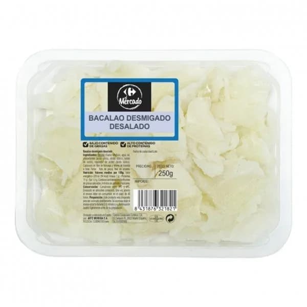 Bacalao desmigado desalado Carrefour El Mercado 250 g - 0.25 kg - Imagen del producto en Findit