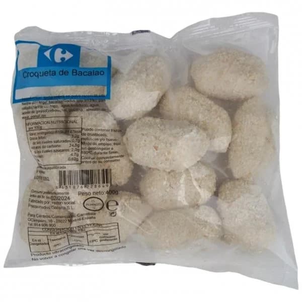 Croquetas caseras de bacalao congeladas Carrefour El Mercado 400 g - 0.4 kg - Imagen del producto en Findit