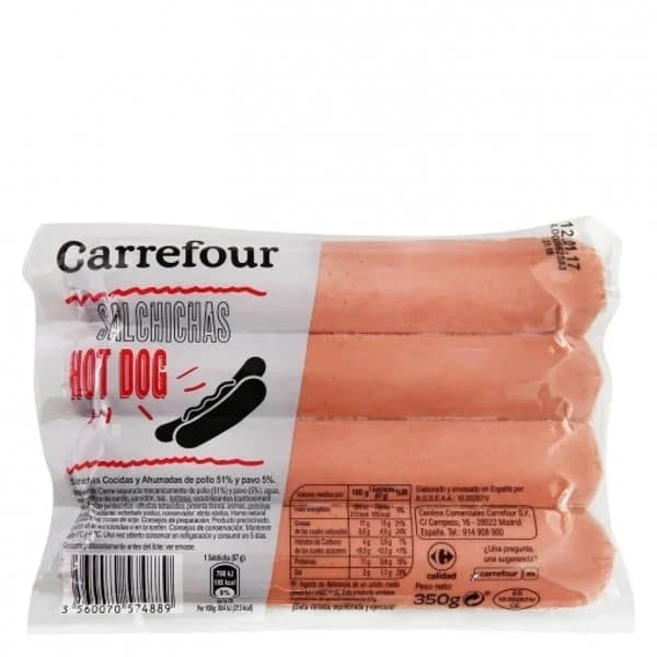 Salchichas Hot Dog Carrefour 350 g. - 1 ud - Imagen del producto en Findit