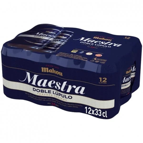 Cerveza tostada Mahou Maestra doble lúpulo pack de 12 latas de 33 cl. - 3.96 l - Imagen del producto en Findit