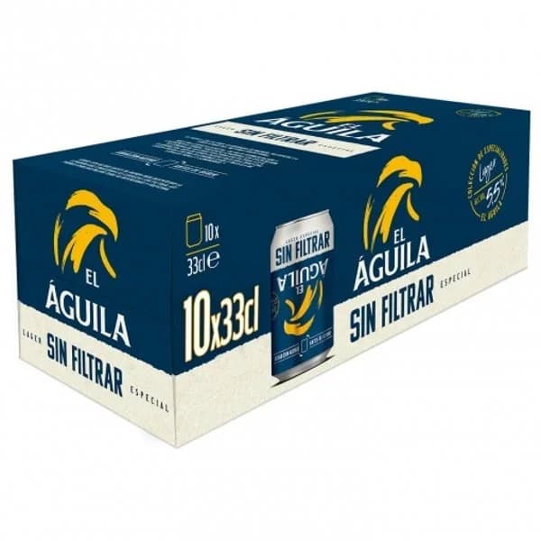 Cerveza lager especial El Águila sin filtrar pack de 10 latas de 33 cl. - 3.3 l - Imagen del producto en Findit