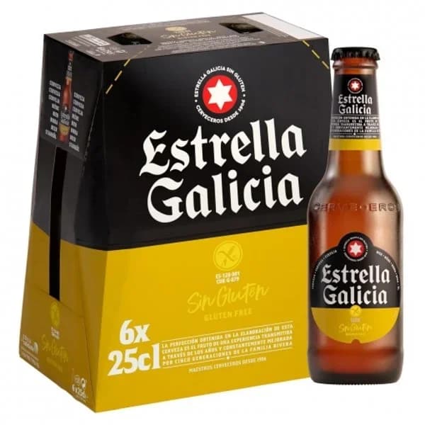 Cerveza Estrella Galicia sin gluten pack de 6 botellas de 25 cl. - 1.5 l - Imagen del producto en Findit