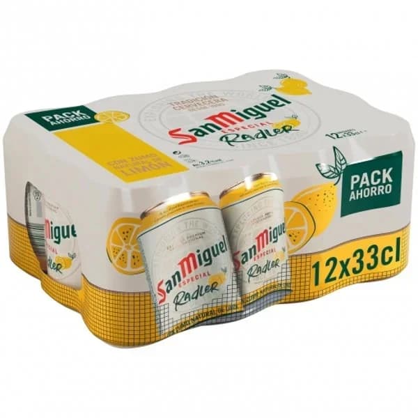 Cerveza San Miguel Radler con limón pack de 12 latas de 33 cl. - 3.96 l - Imagen del producto en Findit