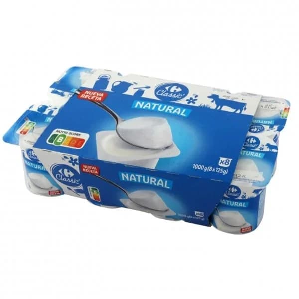 Yogur natural Carrefour pack de 8 unidades de 125 g. - 1 kg - Imagen del producto en Findit