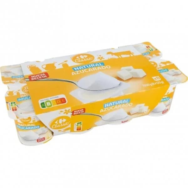 Yogur natural azucarado Carrefour Classic' pack de 8 unidades de 125 g. - 1 kg - Imagen del producto en Findit