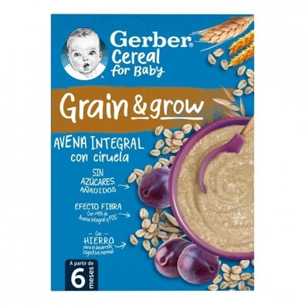 Papilla infantil desde 6 meses avena integral con ciruela Gerber sin azúcar añadido 250 g. - 0.25 kg - Imagen del producto en Findit