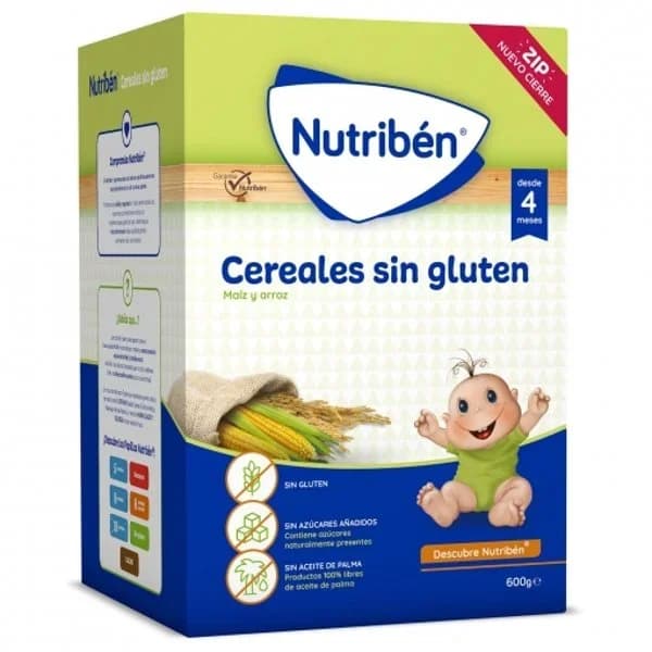 Papilla de cereales infantil desde 4 meses sin azúcar añadido Nutribén sin gluten sin aceite de palma 600 g. - 0.6 kg - Imagen del producto en Findit